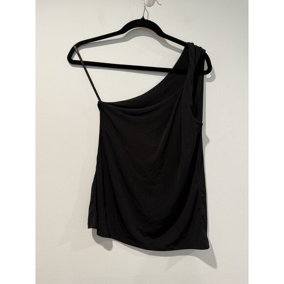 Loft One Shoulder Top Womens Small Black Stretch Shelf Bra Going Out Workwear - Picture 2 of 5